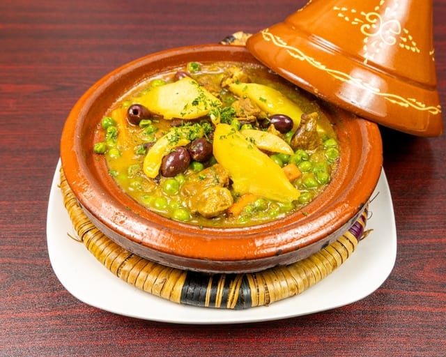 Lamb tagine with vegetables.
