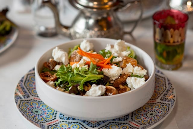 Fig and goat cheese salad.